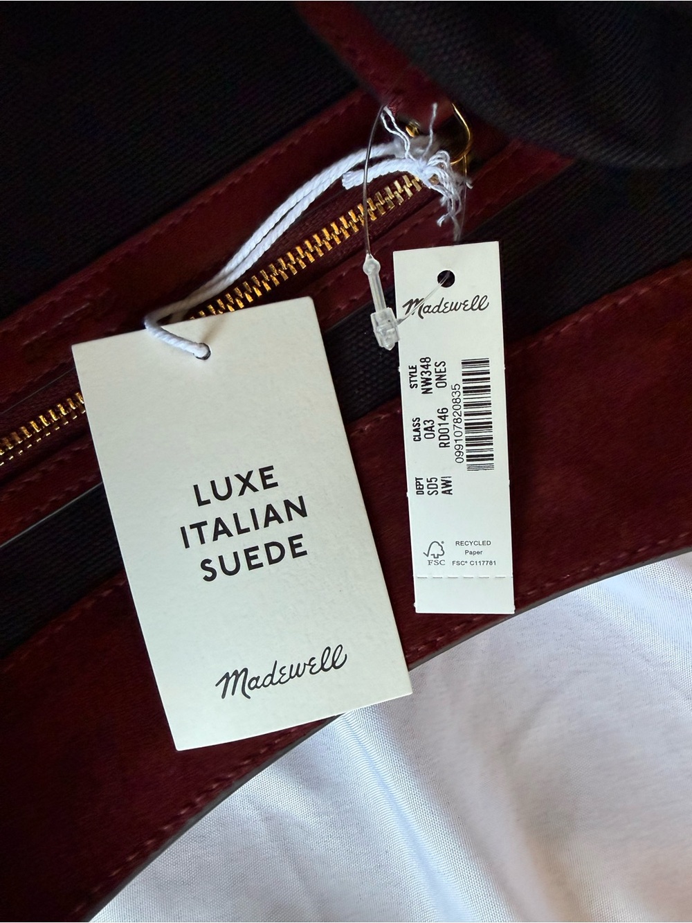 Madewell Classic Luxe Suede Hobo Shoulder Bag in Deep Burgundy - Picture 9 of 9